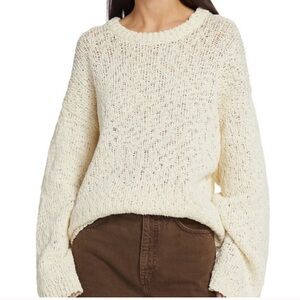 Toteme Women's Textured Oversized Cream Cotton Sweater Small